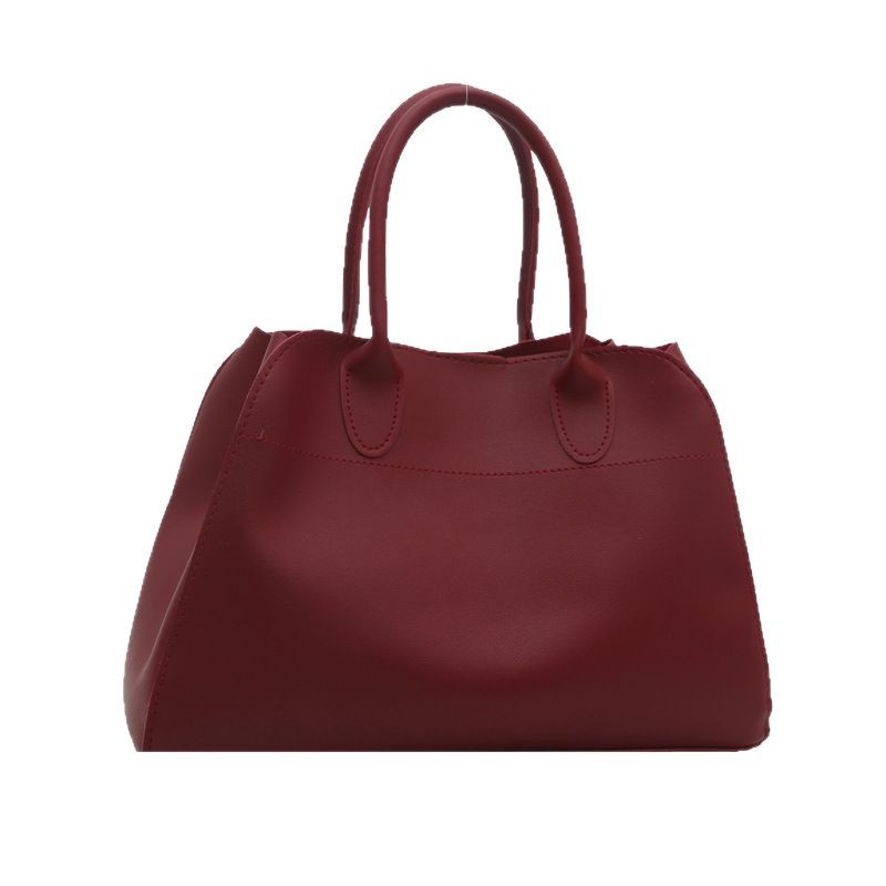 Large-capacity versatile Tote bag 2025 new style fashionable and simple single-shoulder handbag, solid color texture work commuting bag Item Picture