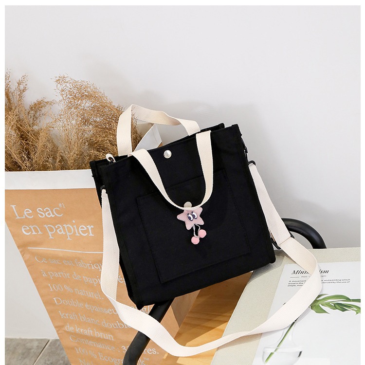 Stylish and simple canvas bag 2024 new Korean version large-capacity handbag, women's single-shoulder crossbody bag, one-piece consignment Specification drawing