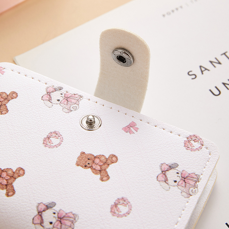 The new rabbit-bear design, fashionable double-sided card bag, cute female anti-demagnetization ID card, 24-card position bank card book details Picture