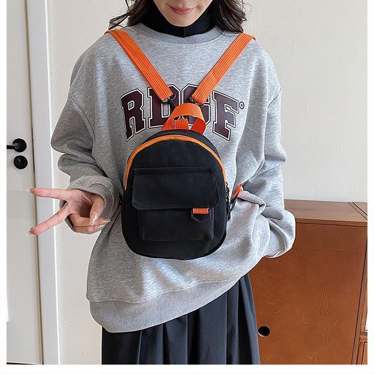 Korean-style casual, simple and retro solid-color Japanese-style canvas backpacks for women, student schoolbags, and a trend of women's commuting small backpacks undefined