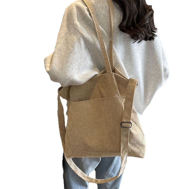 New Korean-style simple large-capacity handbag, casual corduroy single-shoulder bag, versatile travel light crossbody bag wholesale Item Picture