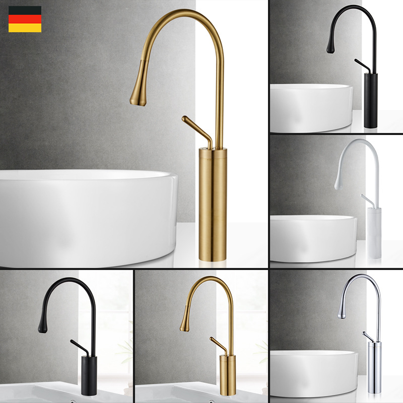 Wholesale copper single-hole washbasins, hot and cold faucets, countertop and under-counter basins, European-style baked paint chrome-plated rotating faucets from the manufacturer details Picture