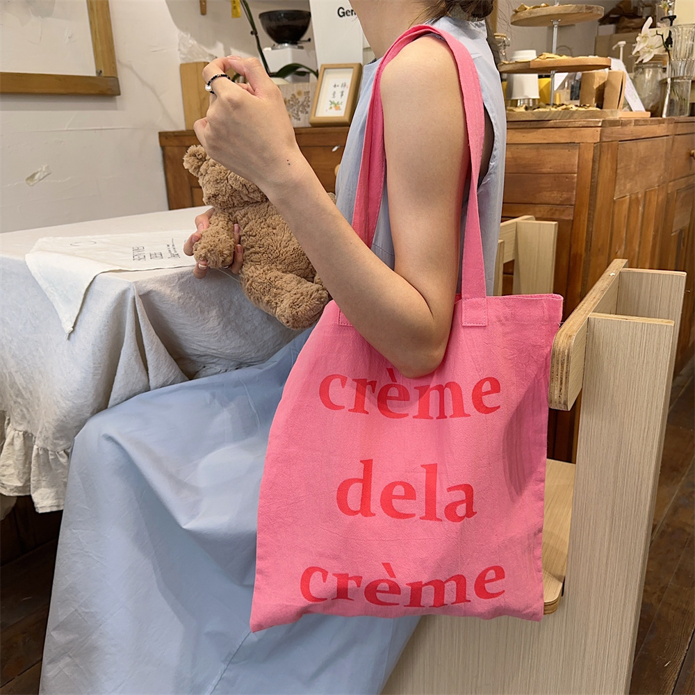 4771 Summer Thin Canvas Bag, mint green canvas bag, printed letter bag, casual travel shoulder bag Specification drawing
