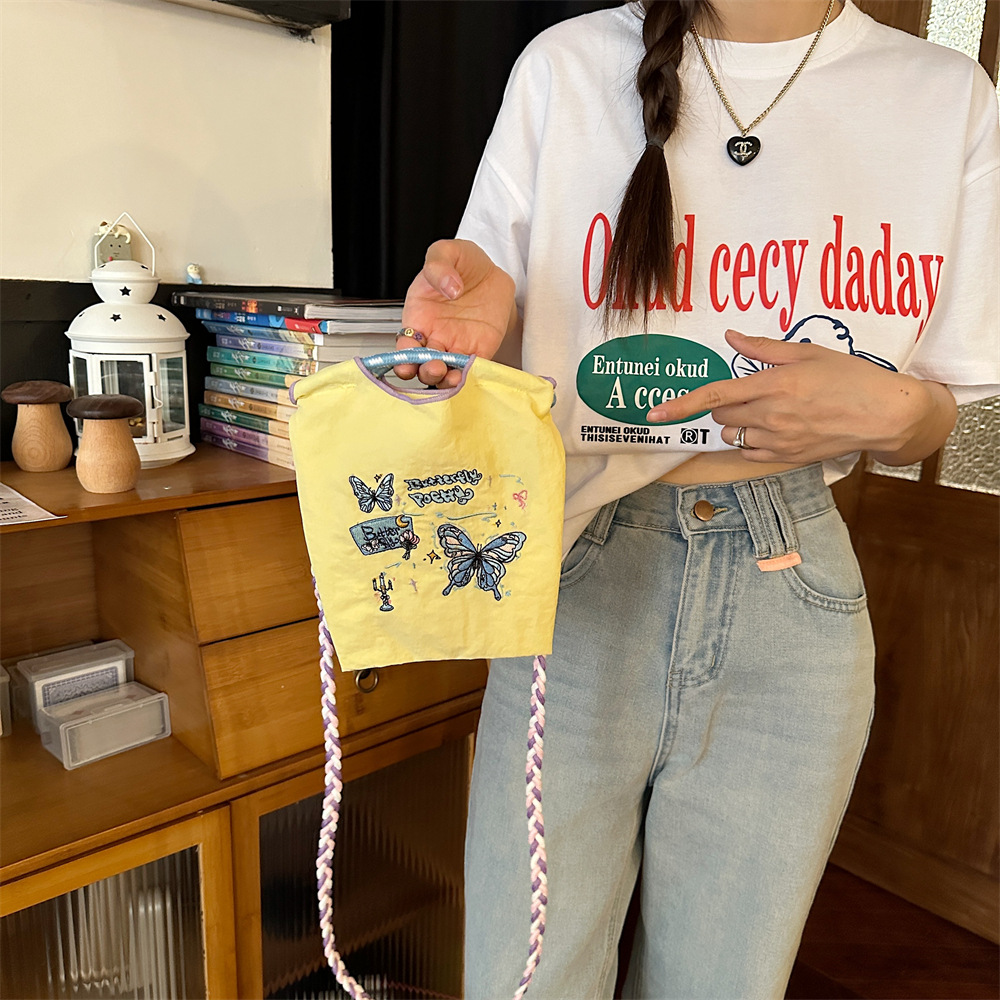 4691 ins mini embroidered Oxford cloth small bag, hand-carry bag, student crossbody and hand-carry cute storage bag Specification drawing