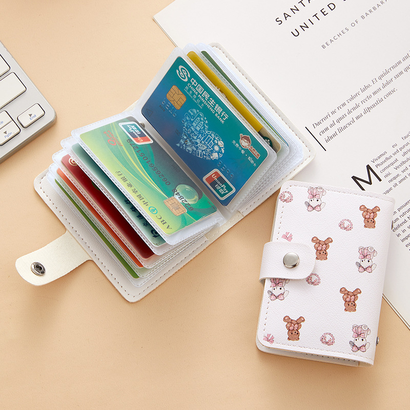 The new rabbit-bear design, fashionable double-sided card bag, cute female anti-demagnetization ID card, 24-card position bank card book full figure