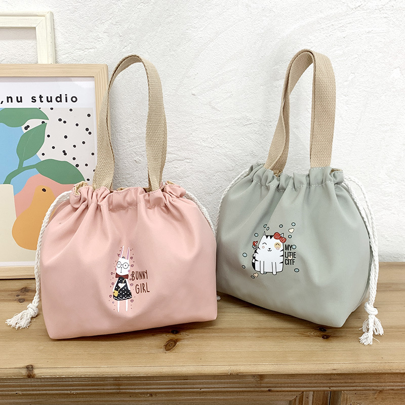 New cute hand-held bento bag, handbag, female office worker lunch box bag with lunch bag, student hand-held bag bento box full figure