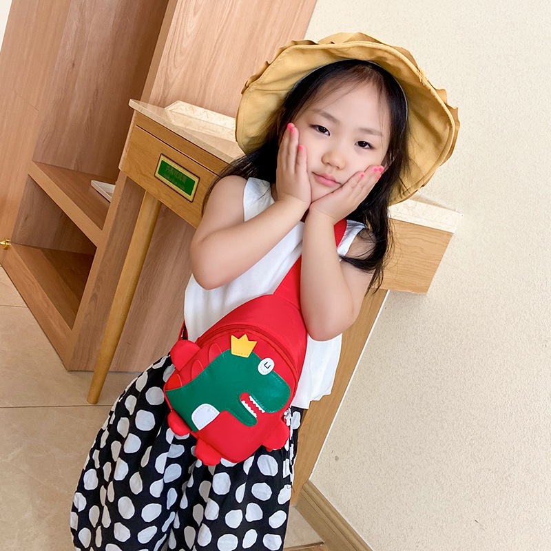 Cute little dinosaur chest bag customizable, children's mini single-shoulder crossbody bag, cartoon loose change accessory bag manufacturer wholesale Specification drawing