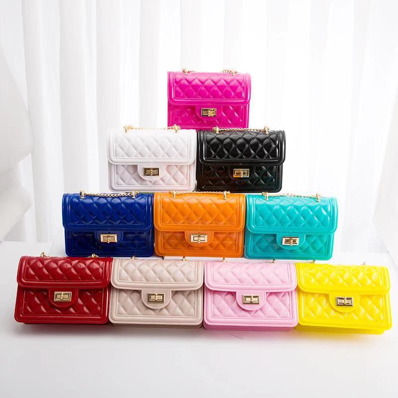 The 2025 new spring and summer popular jelly bag, mini bag, internet-famous chain crossbody solid color small square bag from the foreign trade factory full figure