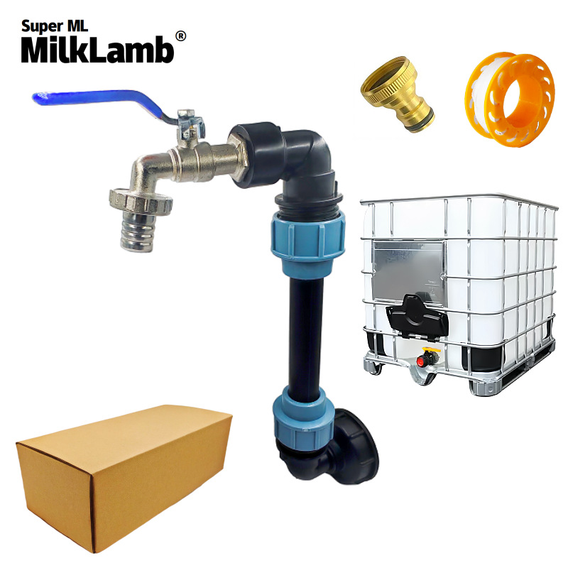 Cross-border exclusive coarse tooth single bucket height-increasing iBC ton bucket adapter with 3/4x1 alloy brass pacifier faucet full figure