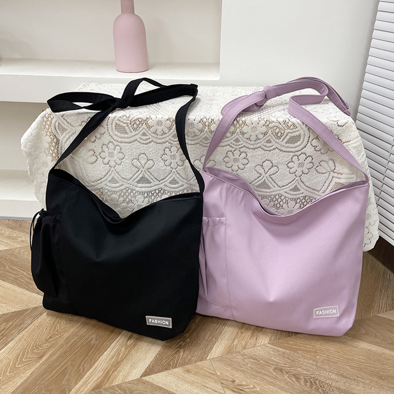 Spring and summer women's bags, ins-style, niche design sense canvas bags, drawstring single-shoulder bags, crossbody bags, college student class bags Specification drawing