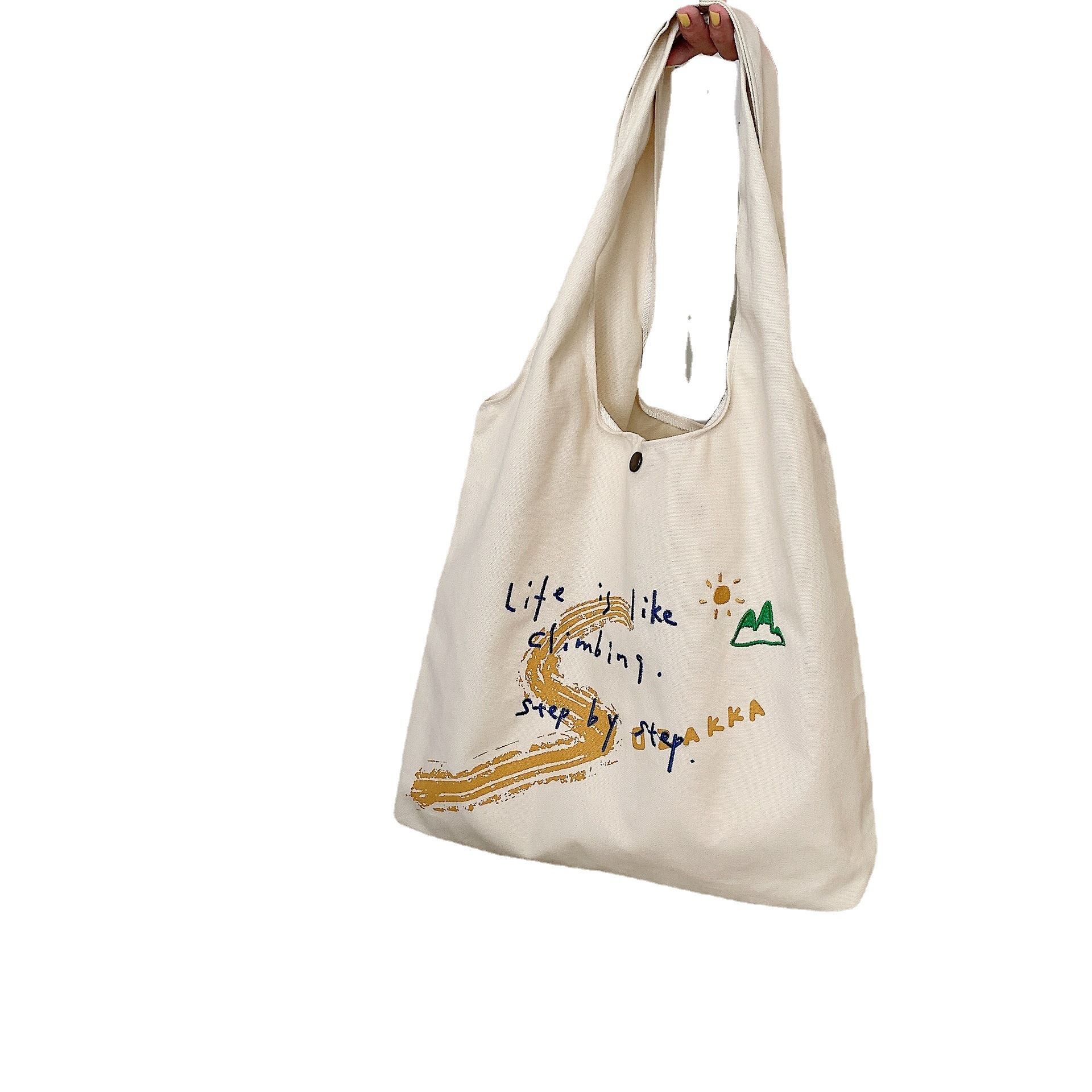 Wholesale of 26194 Summer new style personalized ins printed single-shoulder bag, large capacity canvas bag, letter printed fabric bag Item Picture