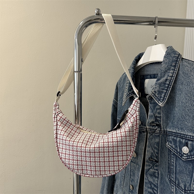 Trendy and casual checkered dumpling bag 2025 New style, simple and versatile, single-shoulder bag, fashionable and stylish crossbody bag for women Specification drawing
