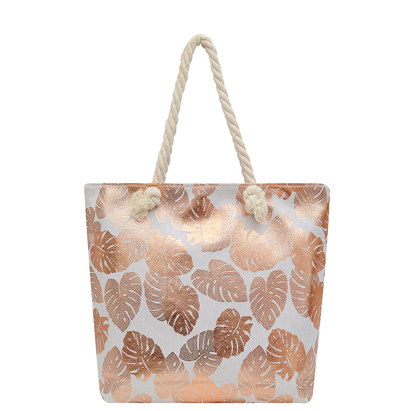 Tote bag Cross-border new commuter bag, women's imitation linen hot stamping process hand-held shoulder bag, middle-aged and elderly canvas bag Item Picture