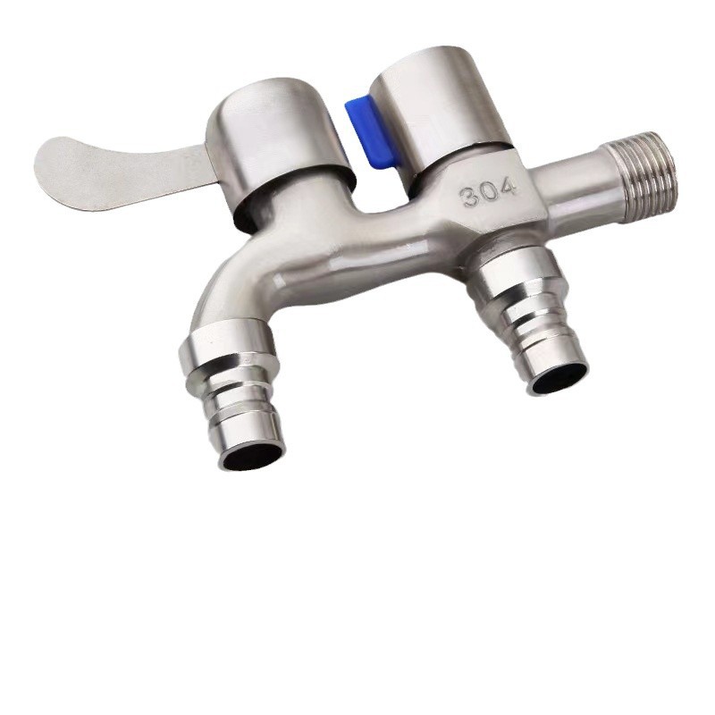 A dual-water faucet designed for washing machines with one inlet and two outlets and a 4-inch household tap water switch Item Picture