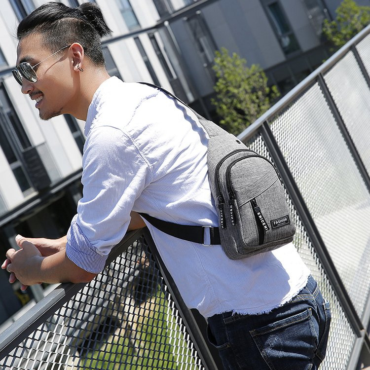 Trendy men's chest bag, Korean version, large-capacity waterproof crossbody bag, outdoor sports, cycling, high-end women's chest bag details Picture