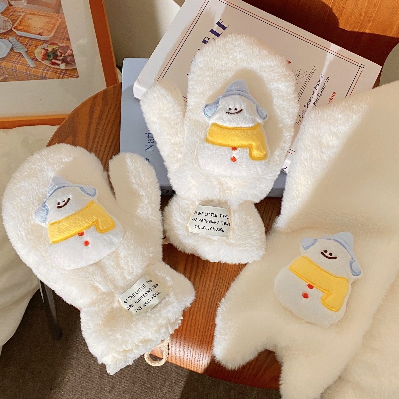 2024 New cartoon Snowman plush scarf with added fleece and thickening, a warm cycling scarf for students, windproof and cold-proof neck Item Picture