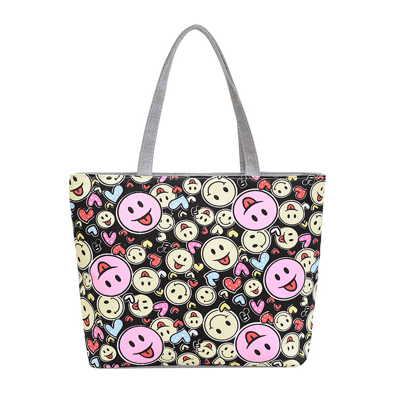 Wholesale of new casual commuting women's canvas bags, printed fashionable hand-held shoulder bags, middle-aged and elderly women's bags, and tote bags Item Picture