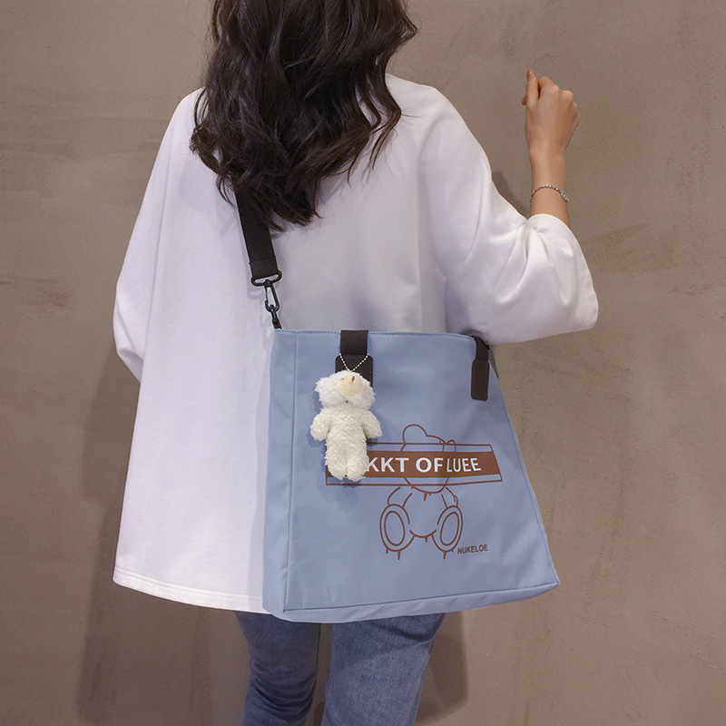 Large-capacity canvas bag for women, 2022 new trendy and versatile crossbody bag, single-shoulder commuter tote bag for college students attending classes Specification drawing