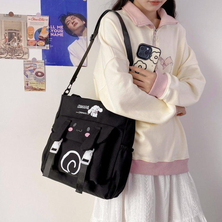 Foreign trade women's bag, large capacity bucket bag, 2024 new style nylon fabric cute cartoon dog shoulder bag, crossbody bag undefined