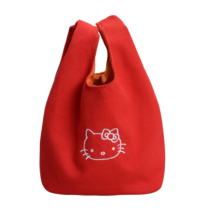 2025 New canvas handbag, a popular female cartoon bucket bag, versatile for Japan and South Korea, and an ins hand-held tote lunch box bag Item Picture