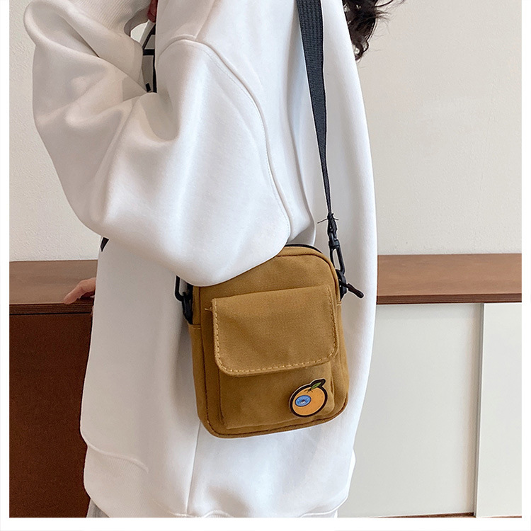 Cute little bag for girls 2024 New trendy and energetic girl student phone bag, Japanese-style fresh and clean crossbody canvas bag undefined