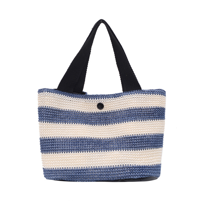 Straw-woven single-shoulder bag for women, new summer casual bag for middle-aged and elderly moms, simple lunch box handbag, export version Item Picture
