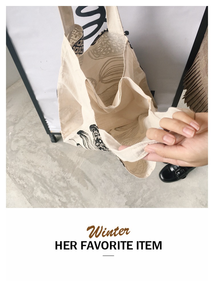 The new E53 Korean chic large-capacity three-compartment single-shoulder bag is a basic and simple summer printed canvas bag for women Item Picture