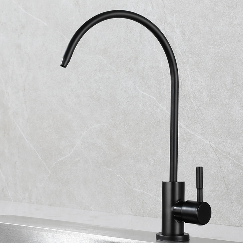 The sink is equipped with a 201 stainless steel gun gray water purifier faucet, a 4-point direct drinking water purifier, and a kitchen single-cooling pure water machine Item Picture