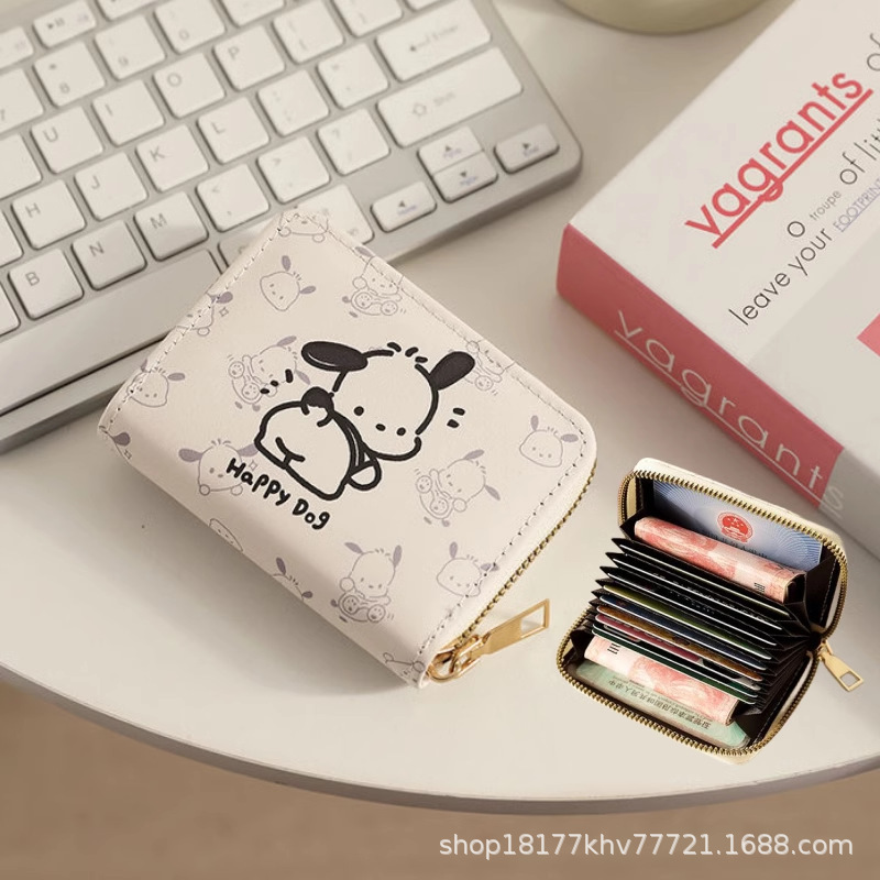 Cute Pacha dog cartoon card bag for women, unique and niche, large capacity, convenient, ultra-thin and small driving license coin purse Specification drawing