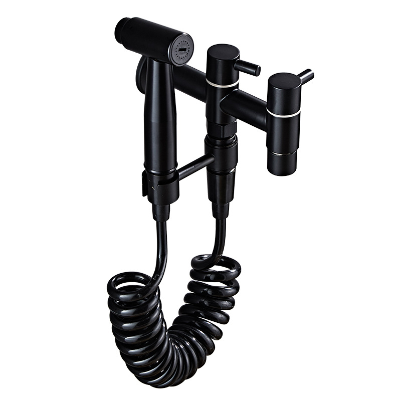 Stainless steel washing machine faucet, extended faucet, black mop sink, mop sink, bathroom 4-inch 6-inch double opening faucet Item Picture