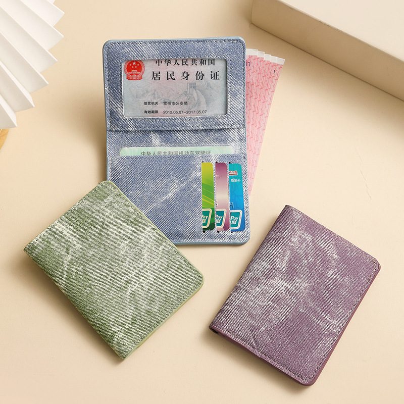 Canvas ultra-thin mini short wallet, men's driver's license card case integrated small and simple student thin wallet details Picture