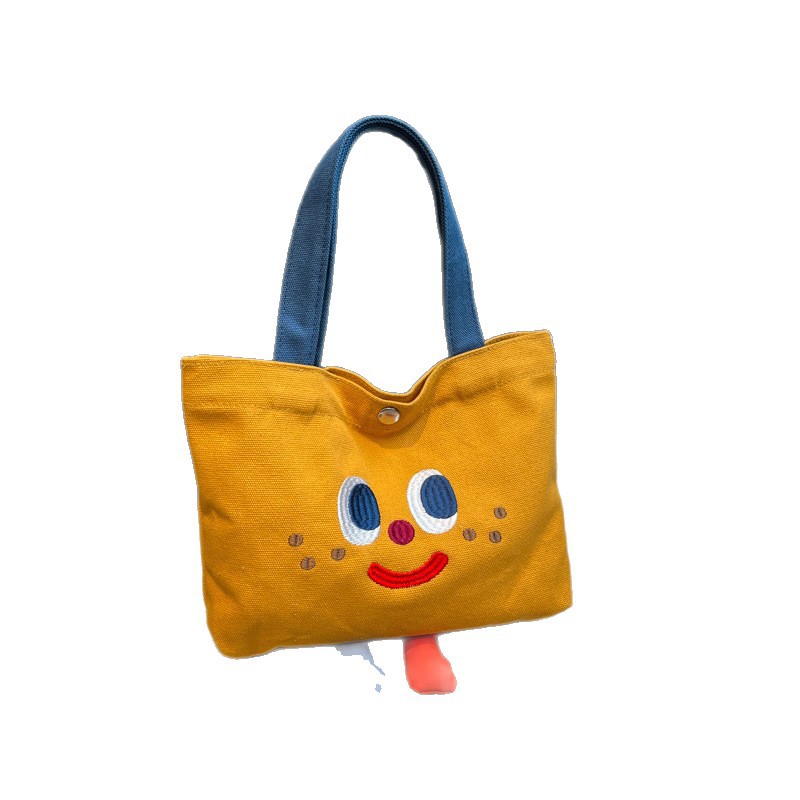 ins mini canvas bag, cute peach tote bag, Korean girl snack bento small bag canvas bag wholesale Item Picture
