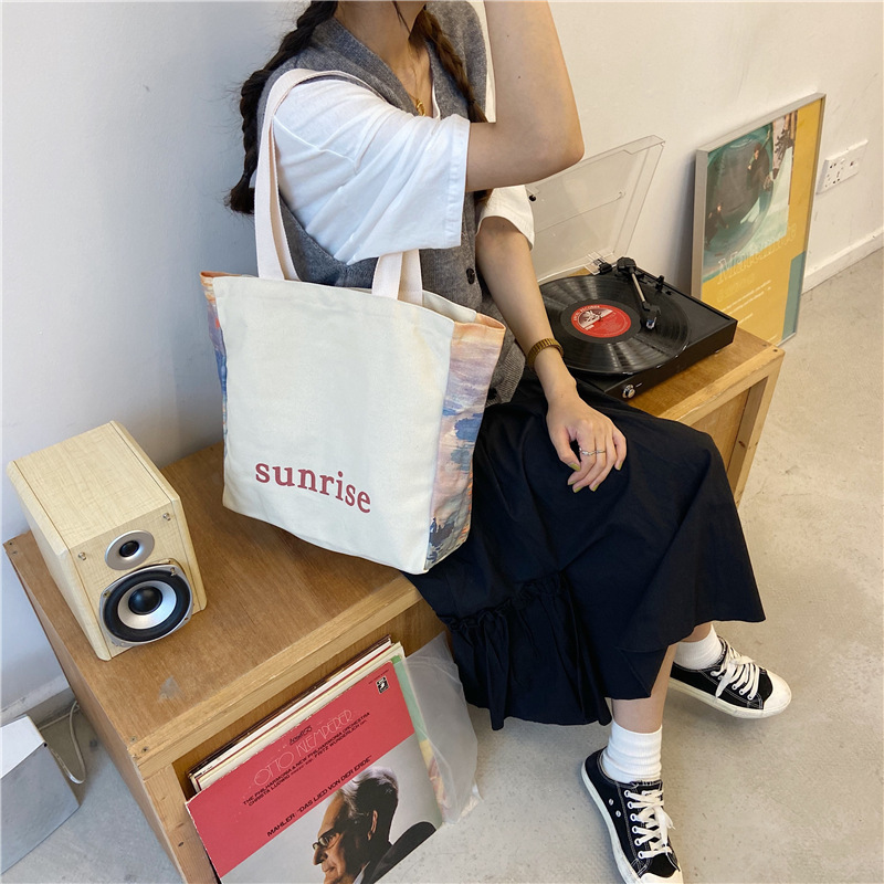 【 In Stock 】09251 Japanese-style simple design large-capacity student single-shoulder bag, Korean-style Instagram shopping bag full figure