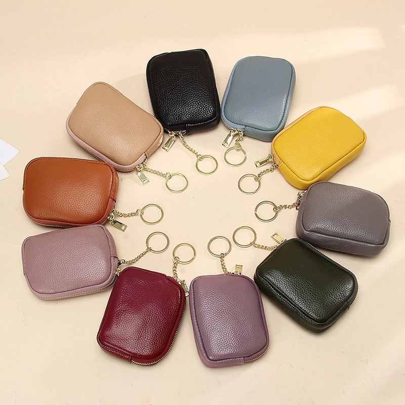 pu hand-held zipper mini wallet for women, first-layer pu simple storage, keychain, coin mini coin wallet wholesale Application Scenario