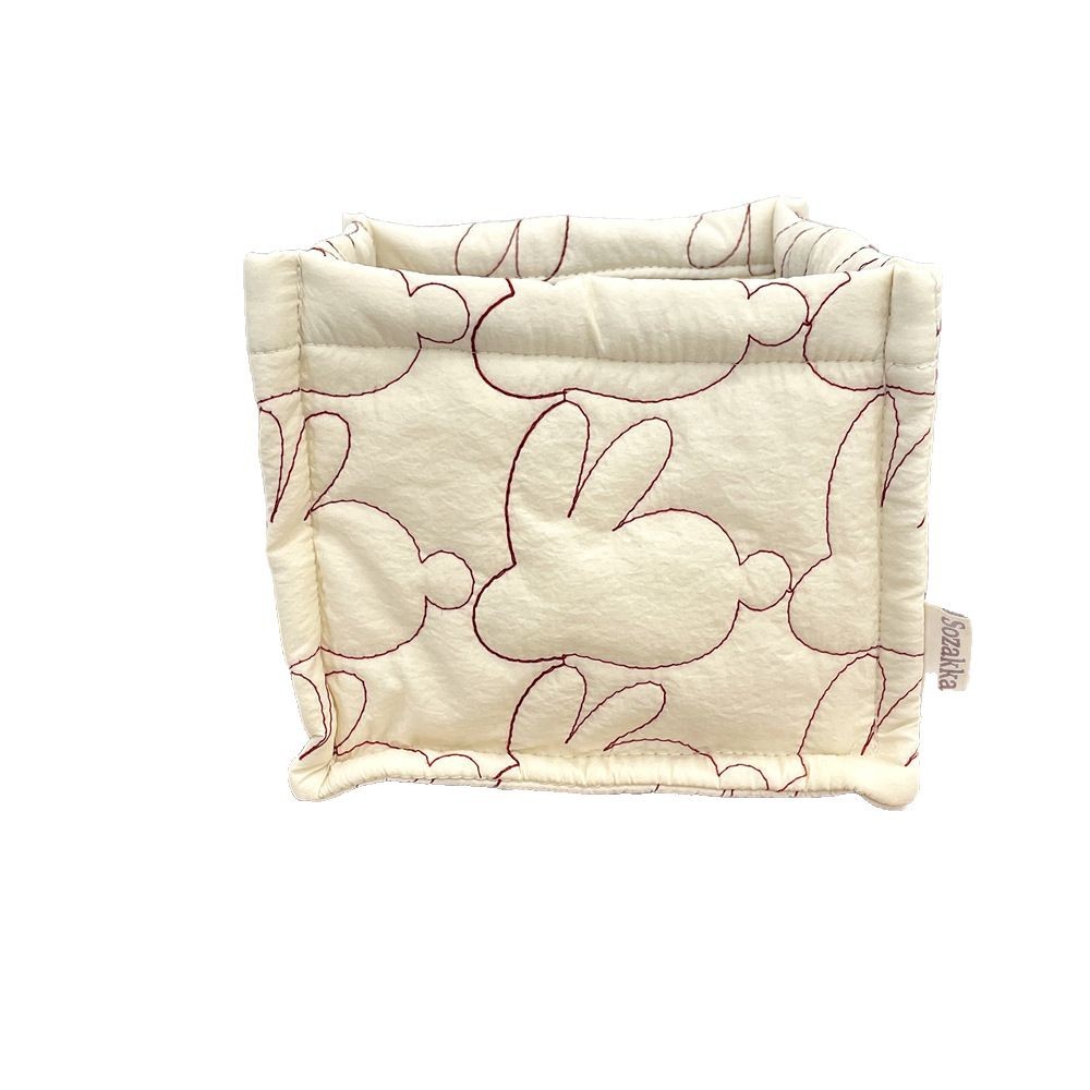 41221 Quilted cotton-padded cute storage basket, desktop clutter organizing square storage box, cosmetics storage basket Item Picture