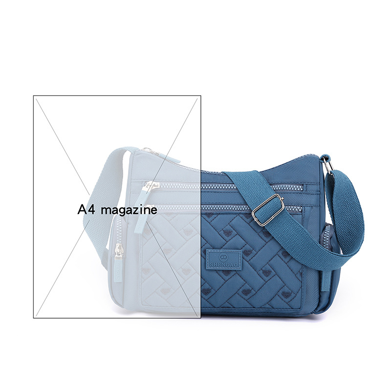 New women's crossbody bag, nylon contrasting color single-shoulder bag, woven large-capacity multi-layer simple middle-aged mom bag Item Picture