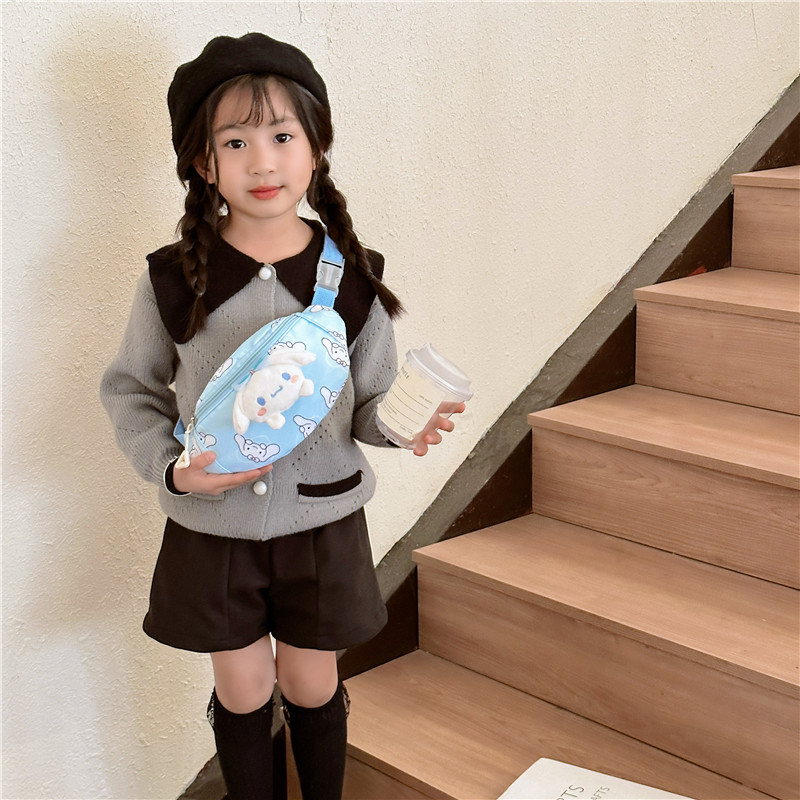 Cartoon cute children's single-shoulder crossbody bag 2023 Autumn/winter collection for boys and girls, small chest bag, casual waist bag for going out Application Scenario