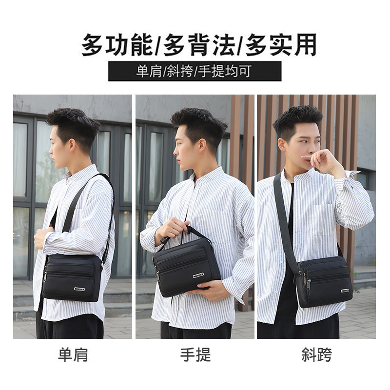Men's simple commuting single-shoulder bag with multiple zippers, classic crossbody bag, business cashier fee collection, street stall business bag for men Application Scenario