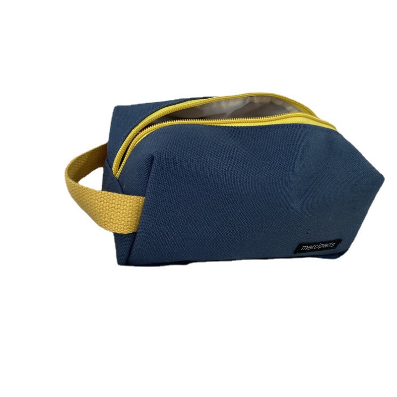 1971 Fresh and contrasting color makeup bag, large-capacity student pen case, clutch bag, canvas storage bag wholesale Item Picture