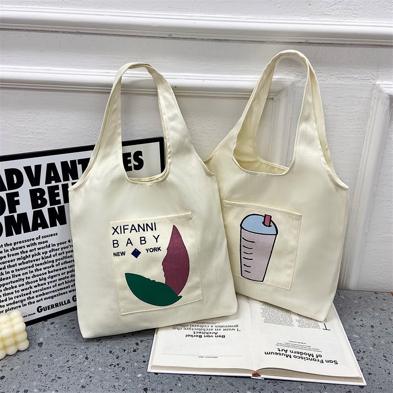 Wholesale vest canvas bags, large capacity o creative large capacity shopping bags, hand-held canvas tote bags Specification drawing