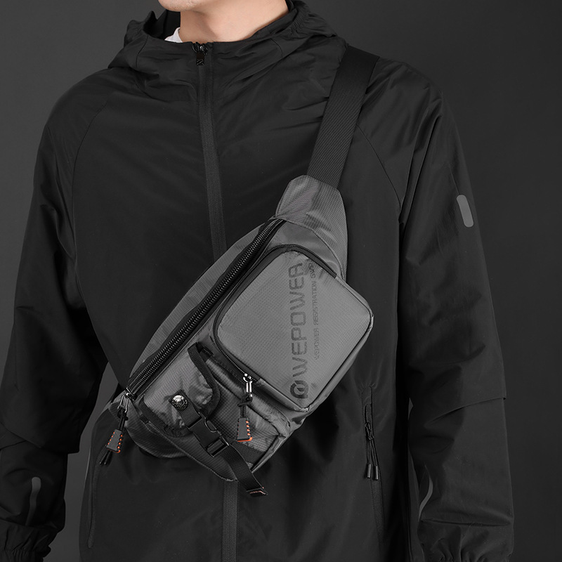 The new WEPOWER men's travel chest bag is simple, lightweight, a fashionable and water-resistant single-shoulder crossbody bag Specification drawing