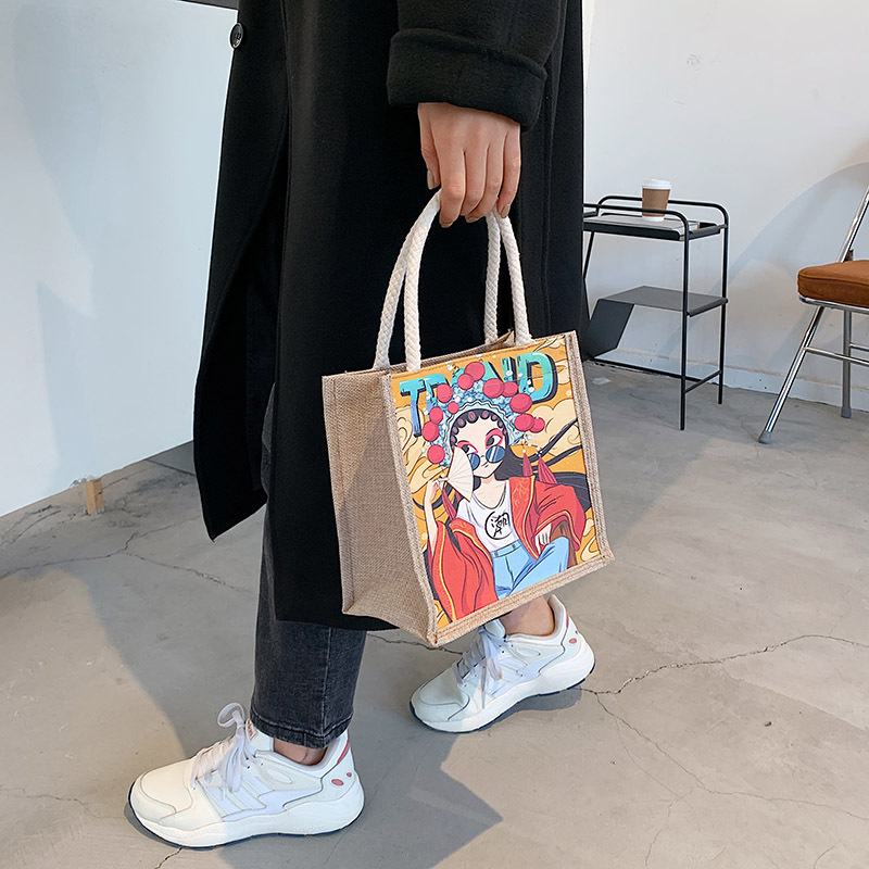 Bag Girl 2020 New Korean-style trendy and fashionable printed tote bag, graffiti handbag, Instagram casual small bag Application Scenario