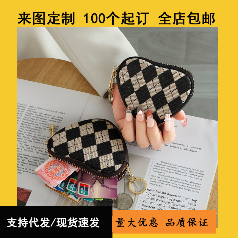 2024 New stylish and cute canvas coin purse, small mini coin case, multi-functional and wear-resistant key storage case full figure