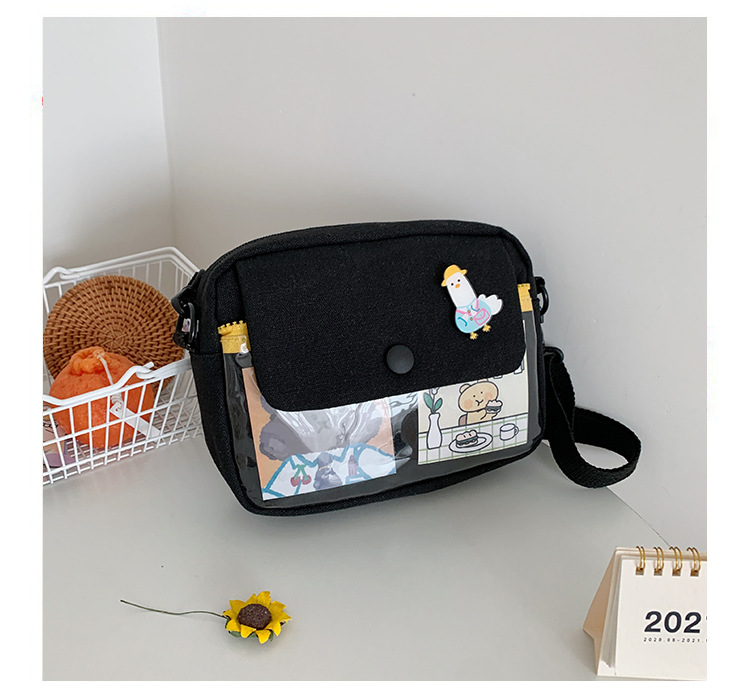 Canvas bag women's crossbody bag 2022 New style Korean style trendy ins Japanese style artistic casual cute single-shoulder bag small bag details Picture