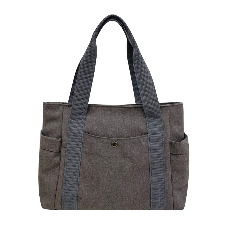 Artistic and simple canvas bag, mother's bag, middle-aged work handbag, cloth bag, large-capacity shoulder bag, women's single-shoulder bag Item Picture