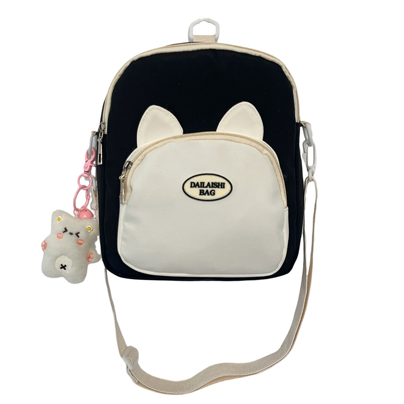 Summer cute little cat single-shoulder bag, double-sided new transparent pain bag, can hold 20cm cotton doll student backpack Item Picture