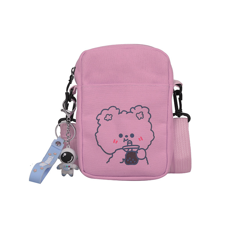 Summer canvas bag for women, Korean style Instagram sweet phone bag, 2021 new simple crossbody small bag for girls Item Picture