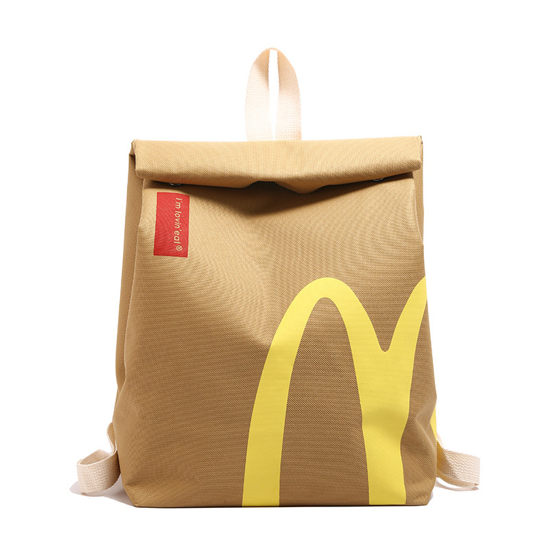The new popular bags are McDonald's large-capacity backpacks, casual backpacks, hamburger paper bags, and student class bags Item Picture