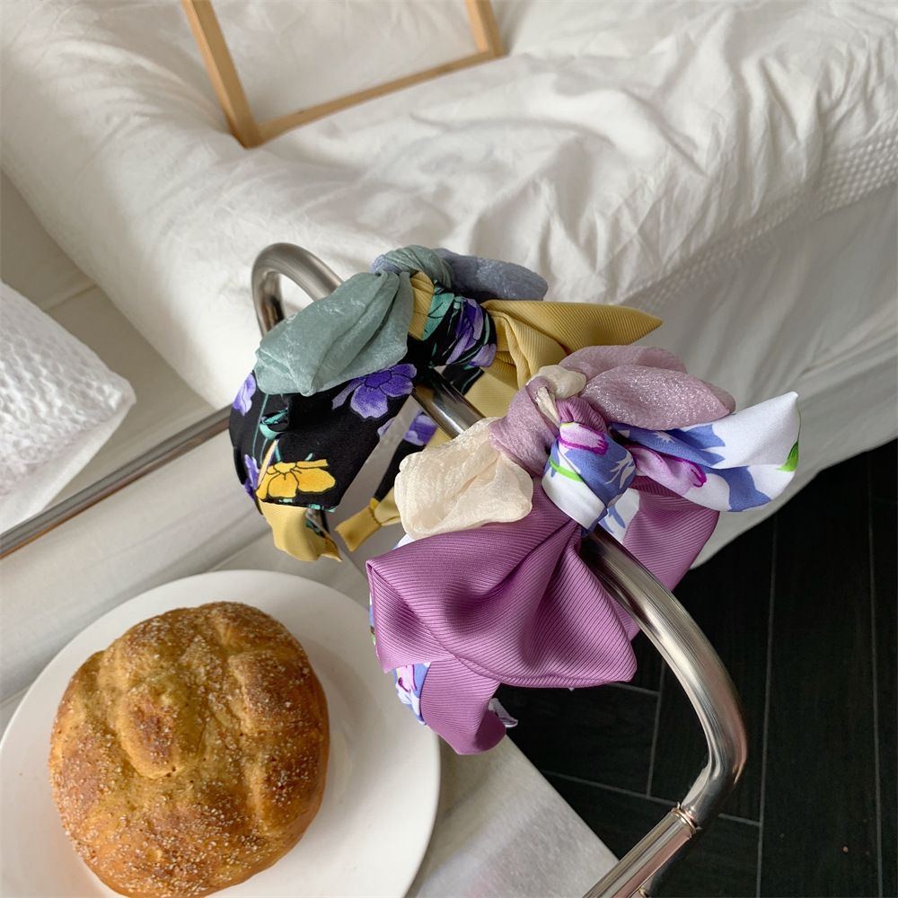 26122 Korean retro hair band Double-layer three-dimensional butterfly Organza color-blocked hair band and hair accessory full figure