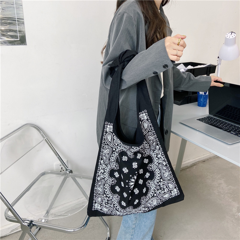 Wholesale of 0982 Japanese and Korean retro patterned simple lace-up canvas bags and artistic large-capacity women's shopping bags Specification drawing